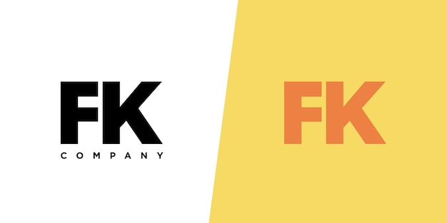 Vector letter f and k fk logo design template minimal monogram initial based logotype