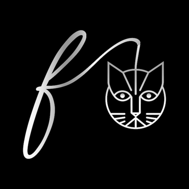 Vector letter f monogram cat luxury logo design template