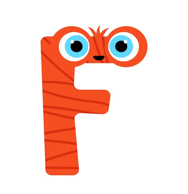 The letter F. Symbol from the monster alphabet. Isolated on white background. Vector illustration.