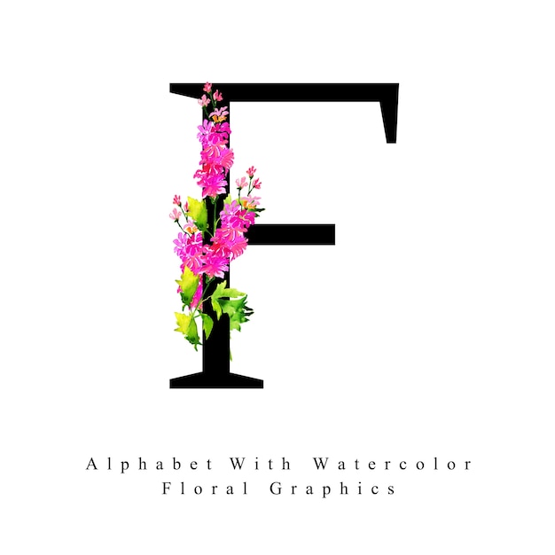 Letter F Watercolor Floral Background