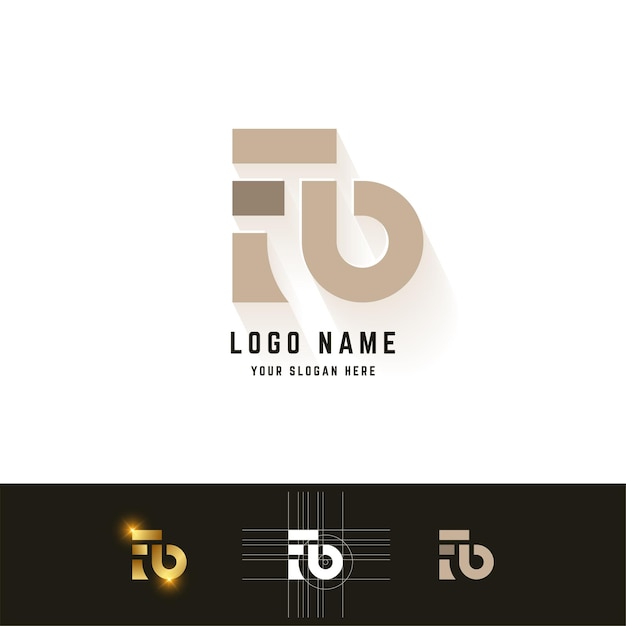 Letter Fb or Fo monogram logo with grid method design