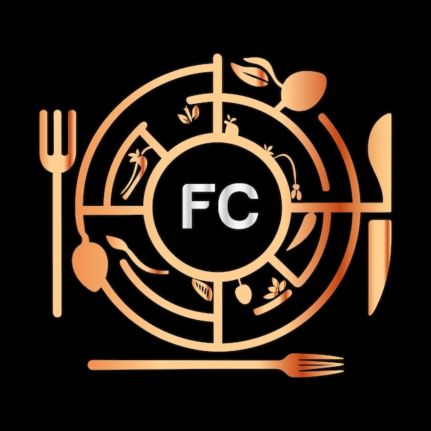 Letter FC Monogram design food service vector logo design template