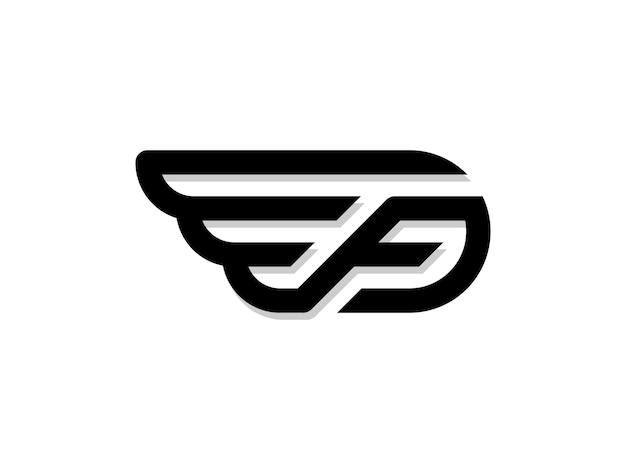 Letter FD monogram wings minimal logo initials DF