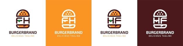 Letter FH and HF Burger Logo suitable for any business related to burger with FH or HF initials