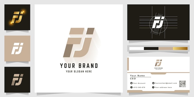 Letter Fj or Fi monogram logo with business card design