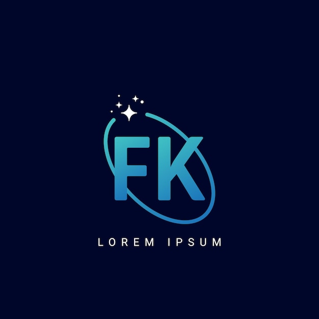 Vector letter fk kf with starling logo star logo