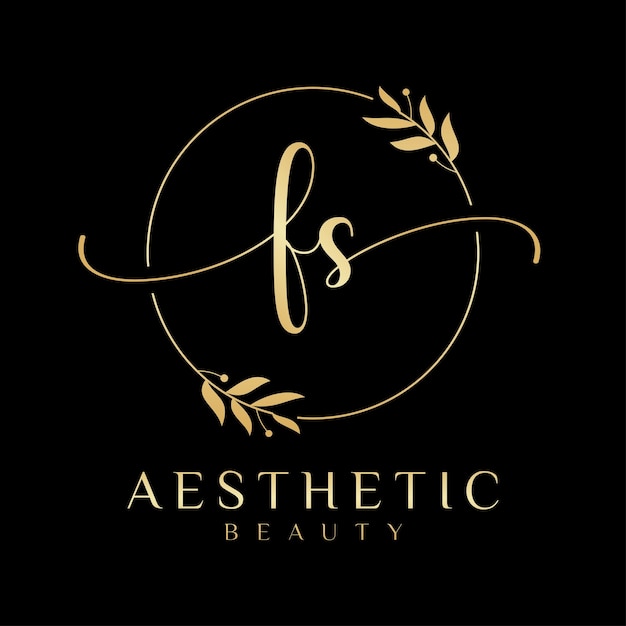 Letter FS Beauty Logo with Flourish Ornament