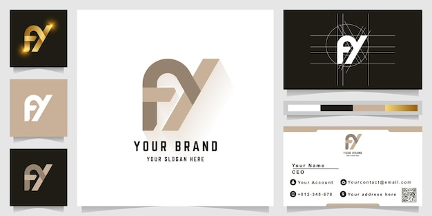 Letter FY or AY monogram logo with business card design