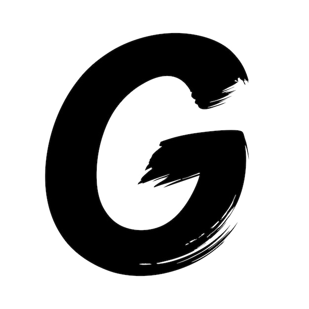 Vector letter g in black paint brushstroke style vector design on white background