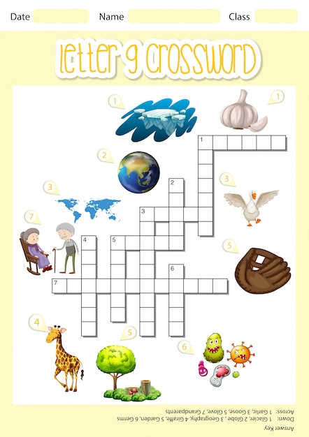 Letter G crossword concept