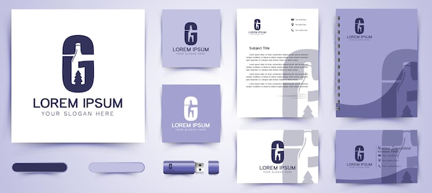 Letter G and glass bottle productions logo and business card branding template Designs Inspiration Isolated on White Background