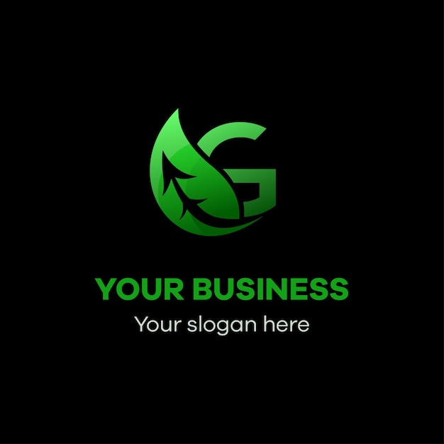 Letter G gradient leaves business premium logo template