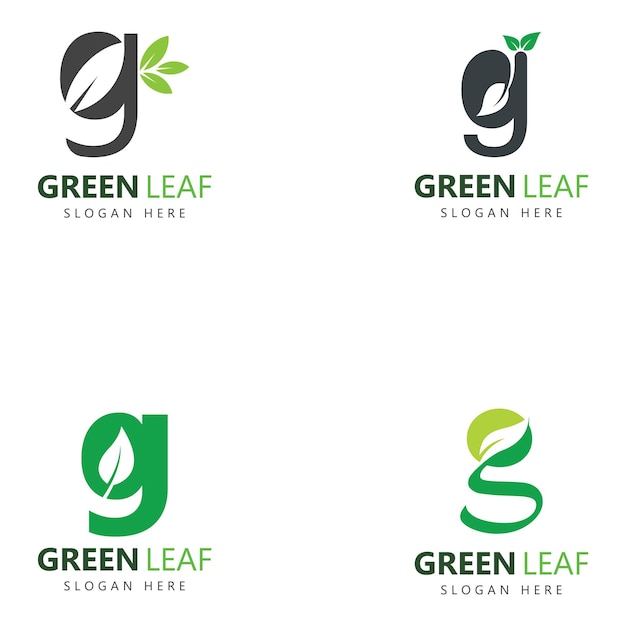 Letter g leaf icon logo design concept