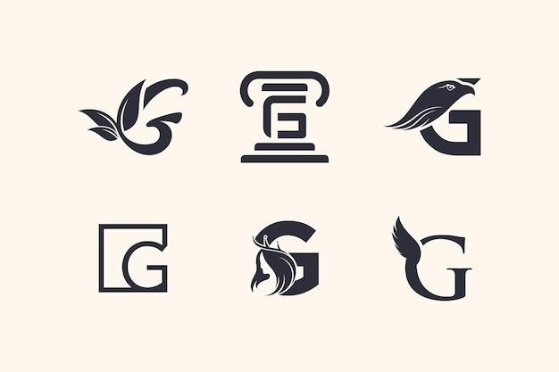 Letter G logo design vector collection with creative unique element idea