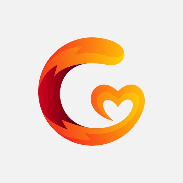 Letter G with love logo design