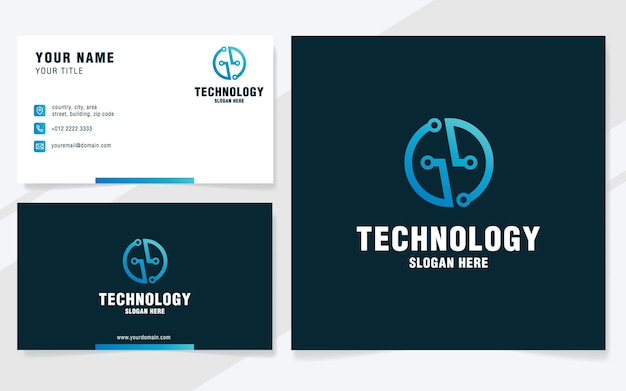 Letter GG with technology element logo template on modern style