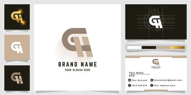 Letter GH or CH monogram logo with business card design