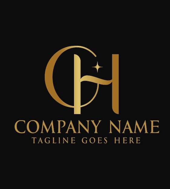 Letter GH or CH vector golden logo design for luxury fashion jewelry boutique salon startup business