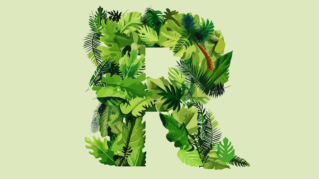 Vector a letter in green with leaves