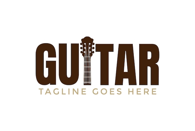 Letter Guitar Text Type Font Typography Logo Design Vector