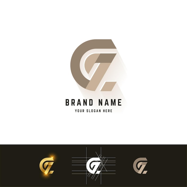 Letter GZ or GL monogram logo with grid method design