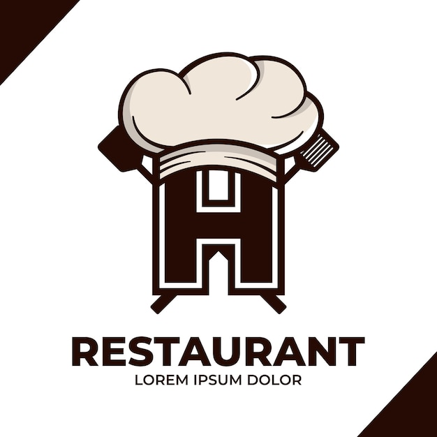 Letter H Chef hat logo design illustration Restaurant cafe logo icon isolated on white background