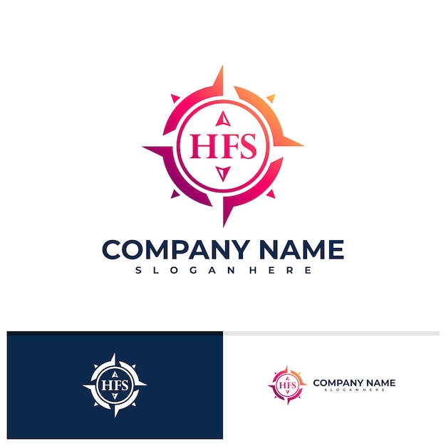 Letter H F S with Compass logo vector template Creative Compass logo design concepts