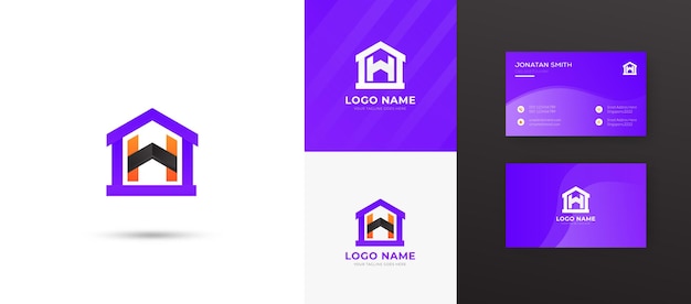 Letter H Home or Real Estate Logo Design a Business Card Premium Vector Template