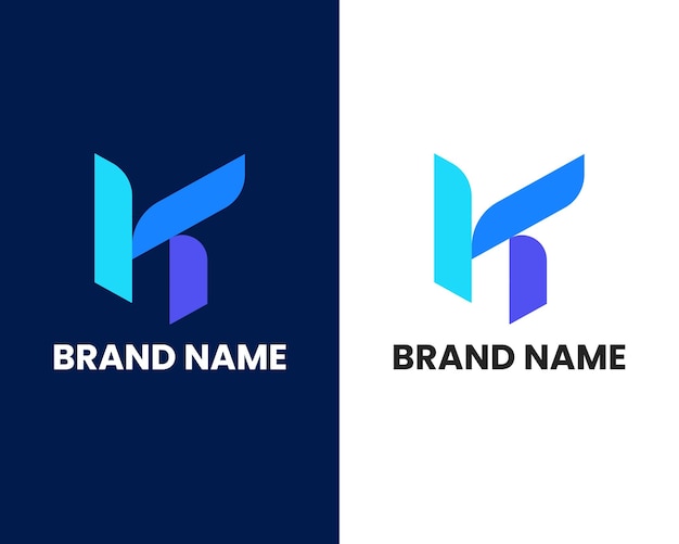 letter h and k modern logo design template