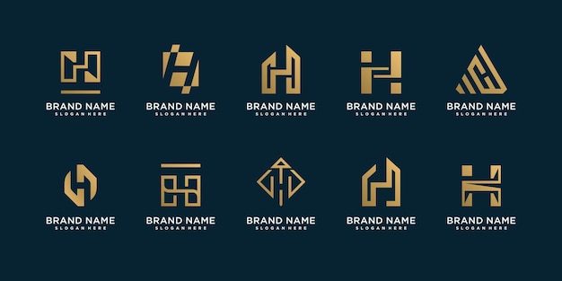 Letter H logo collection with creative abstract element style Premium Vector