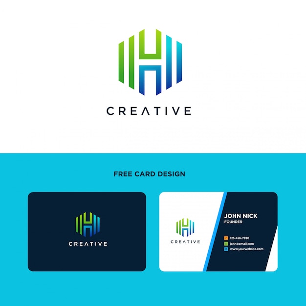 Letter H Logo Design with Hexagonal Shape 