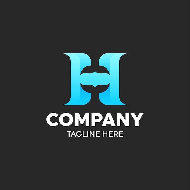 Letter h logo with shark design