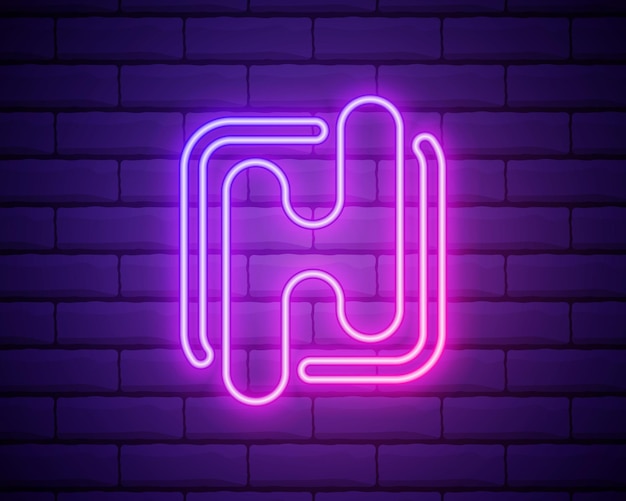 Letter H Neon Logo Template Design Vector Emblem Design Concept Creative Symbol Icon isolated on brick wall