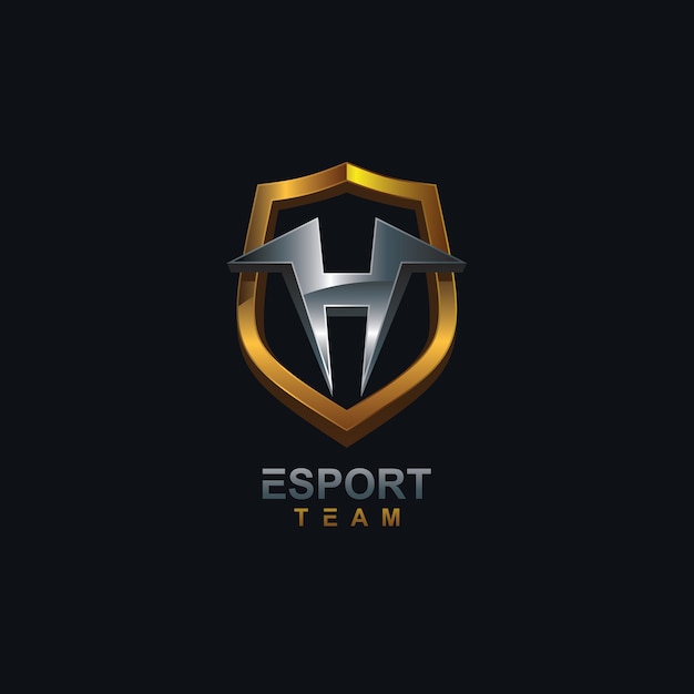 Letter h and shield logo esport