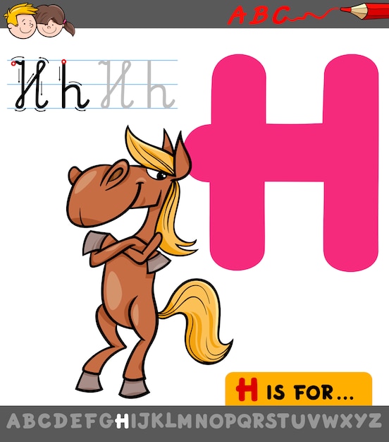 Letter h with cartoon horse