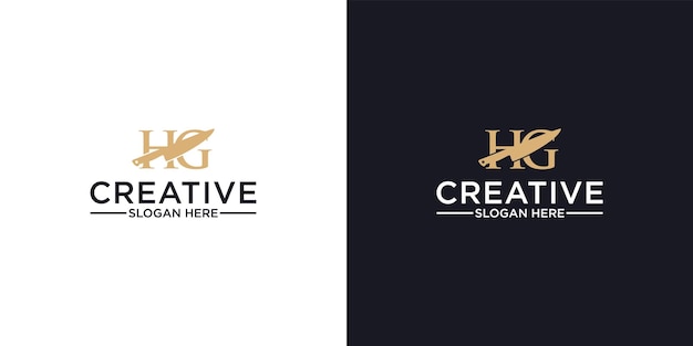 Letter hg knife restaurant logo design