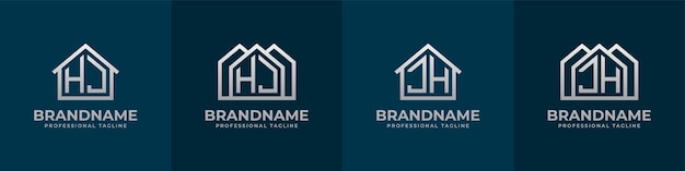 Letter HJ and JH Home Logo Set Suitable for any business related to house real estate construction interior with HJ or JH initials