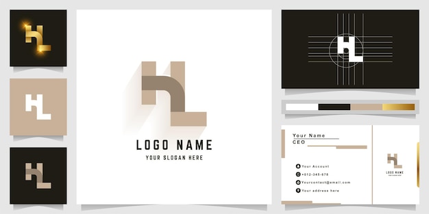 Letter HL or HZL monogram logo with business card design