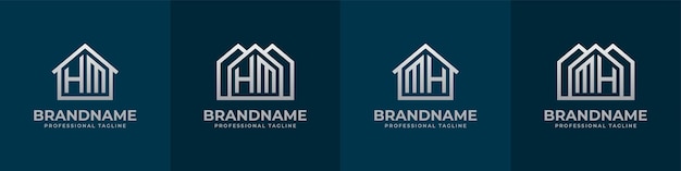 Letter HM and MH Home Logo Set Suitable for any business related to house real estate construction interior with HM or MH initials