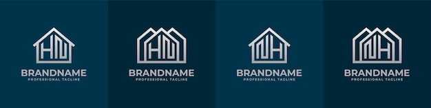 Letter HN and NH Home Logo Set Suitable for any business related to house real estate construction interior with HN or NH initials