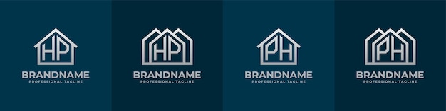 Letter HP and PH Home Logo Set Suitable for any business related to house real estate construction interior with HP or PH initials