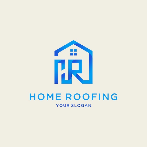 letter hr house logo with gradient color design