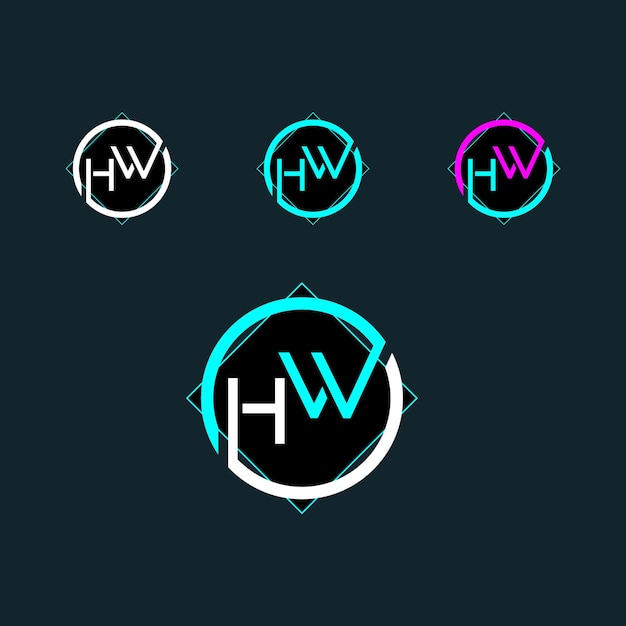 Letter HW or WH logo design with modern shape