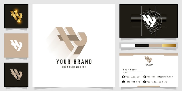 Letter Hy or HN monogram logo with business card design