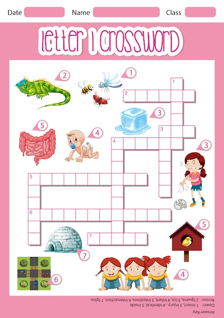 Letter I crossword worksheet