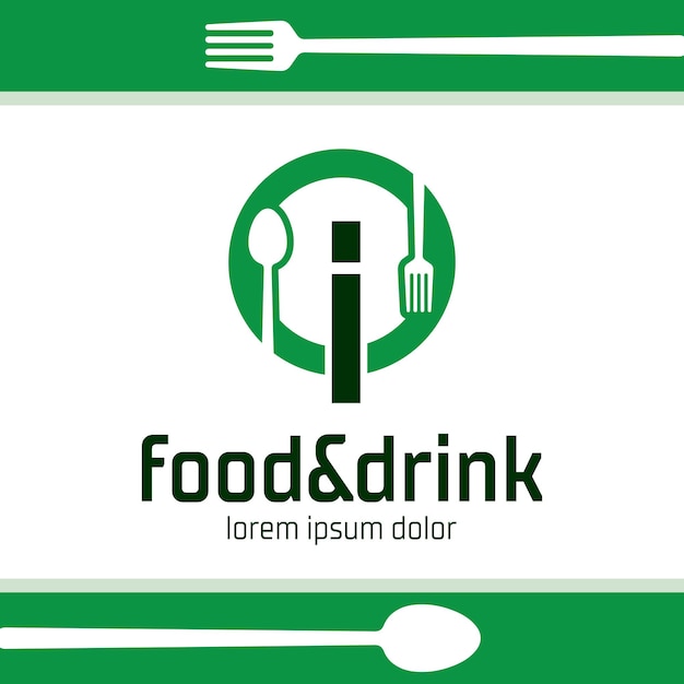 Letter i food and drink logo design Restaurant cafe icon illustration isolated on white background