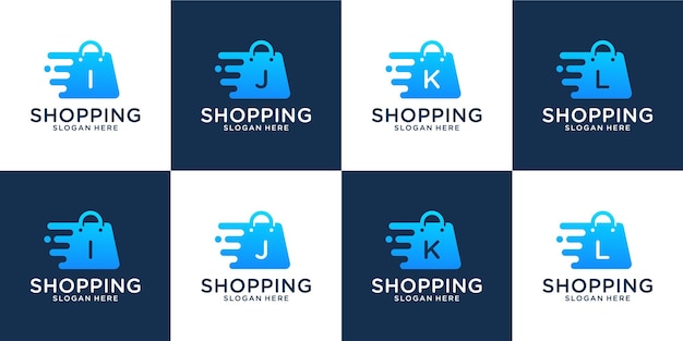 Letter i j k l shopping store logo design template