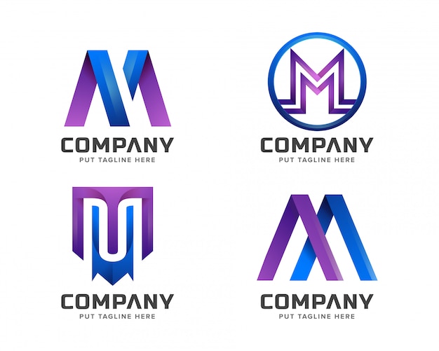 letter initial M logo template for company