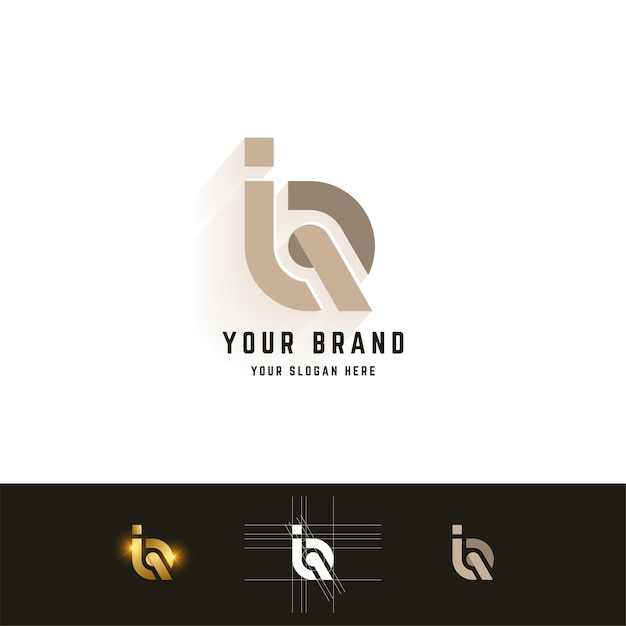 Letter iQ or Q monogram logo with grid method design