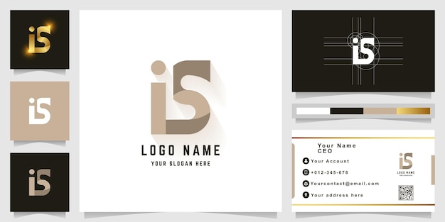 Letter iS or iLS monogram logo with business card design